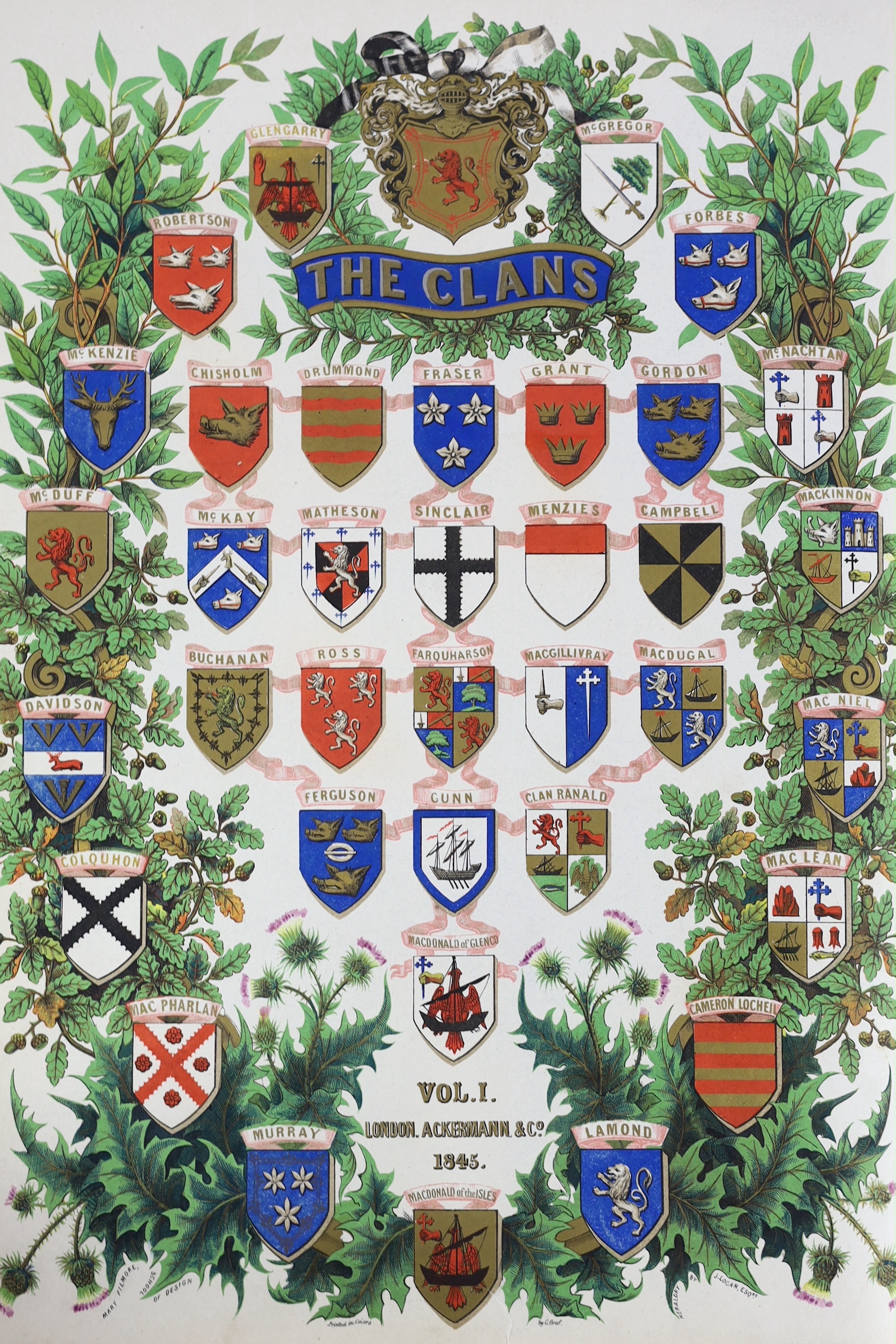 Logan, James (1794-1872) - The Clans of the Scottish Highlands, illustrated by appropriate figures displaying their Dress, Tartans, Arms, Armorial Insignia, and Social Occupations, 2 vols